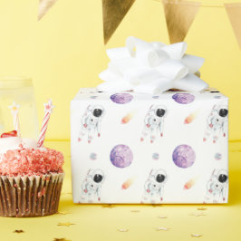 Papel De Presente Astronauta da Galáxia do Espaço em Água