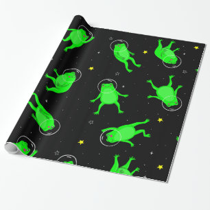 Papel De Presente astronauta engraçado sapo o espaço negro
