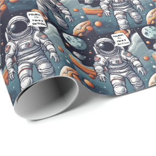Papel De Presente Astronauta Houston, Temos Um Aniversário!