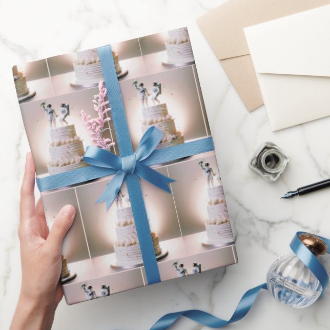 Papel De Presente Astronautas em Bolo de Casamento em Camadas (Presentear)