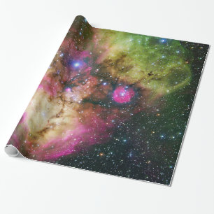 Papel De Presente Astronomia Espacial Verde da Nebulosa de Cluster E