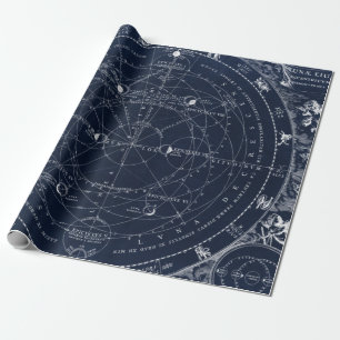 Papel De Presente Astronomia vintage marinho histórico