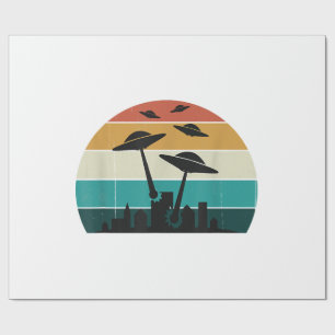 Papel De Presente Ataque OVNI Retroativo Sunset - Legal Molho Voador