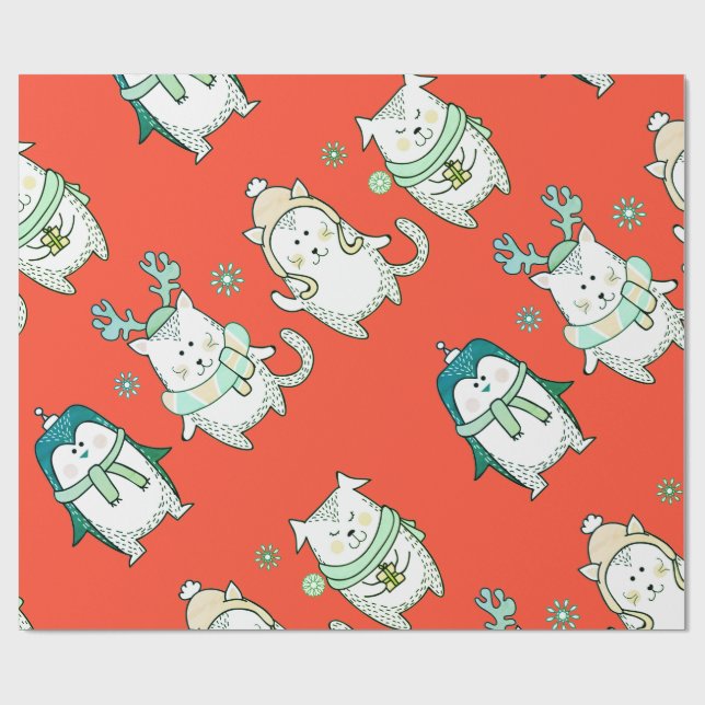 PAPEL DE PRESENTE ATERRISSAGEM DE NATAL ANIMAL CORTADO (Aberto)