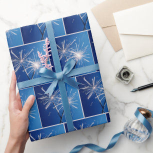 Papel De Presente Atirantes De Aniversário De Azul