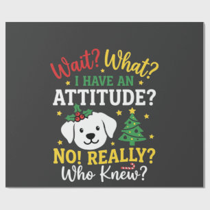 Papel De Presente Atitude de Cachorro de Natal Humor de Feriado