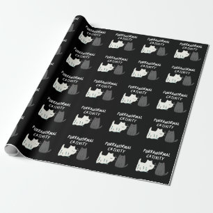 Papel De Presente Atividade Purranormal Dia das Bruxas Gato Trocadil