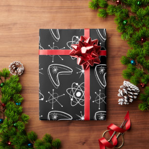 Papel De Presente Atômico Formas modernas do século médio MCM Blk