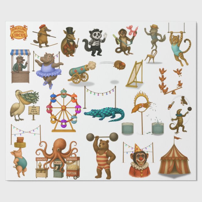 Papel De Presente Atos do Circo Dingaling Bros (Aberto)