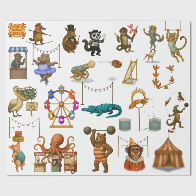 Papel De Presente Atos do Circo Dingaling Bros (Aberto)