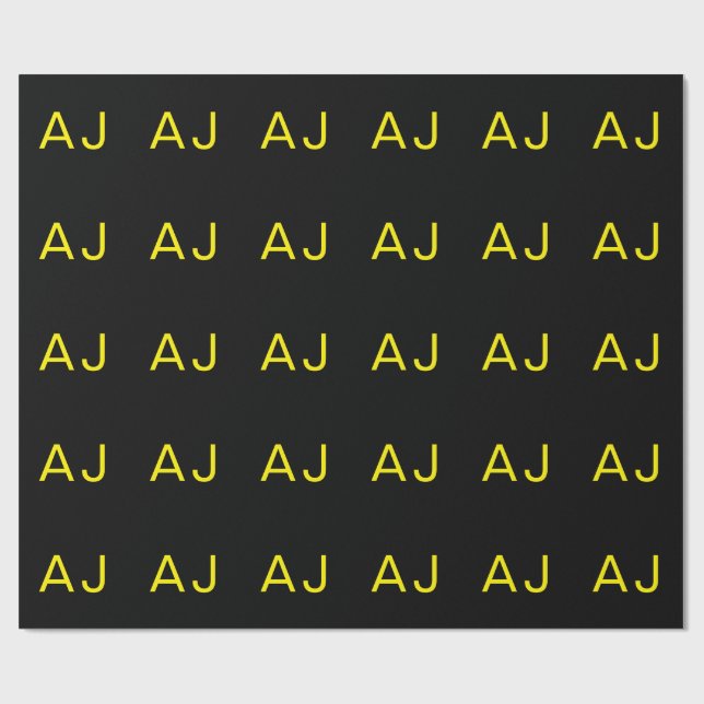 Papel De Presente Attractive Monogram Yellow Black Modern Minimalist (Aberto)