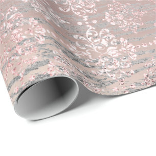 Papel De Presente Aumentou o rosa de madeira Dourado do damasco