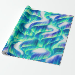 Papel De Presente Aurora Boreal Padrão Abstrato Luzes do Norte