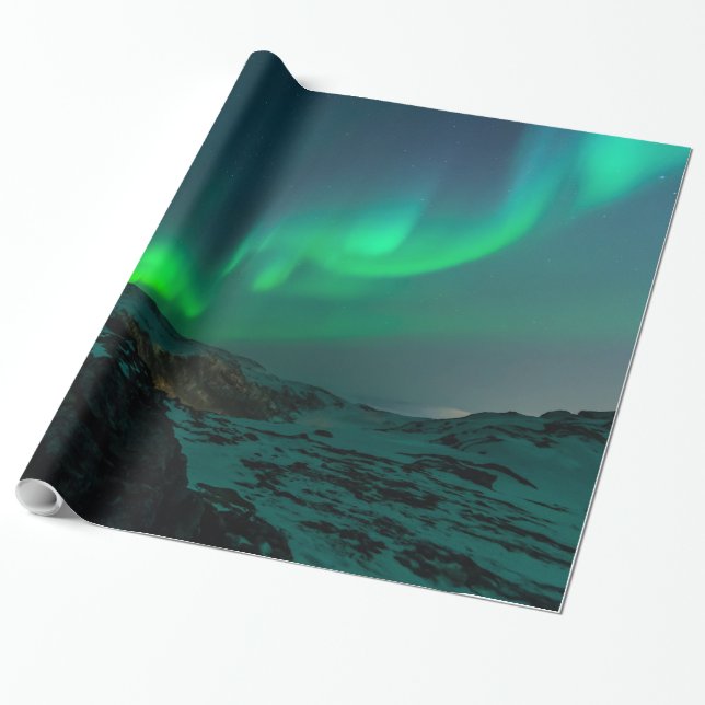 Papel De Presente Aurora boreal verde (Desenrolado)