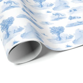 Papel De Presente Australian Animal Toile (Blue) Wrapping Paper