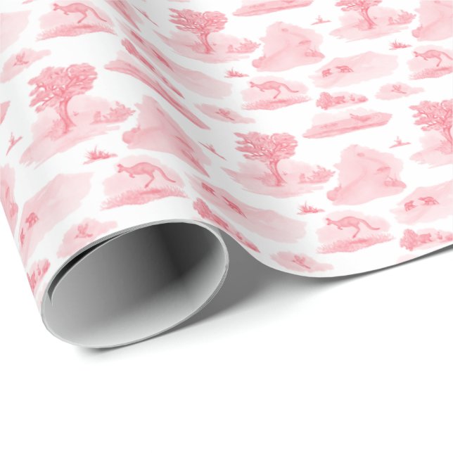 Papel De Presente Australian Animal Toile (Coral) Wrapping Paper (Ponta do rolo)