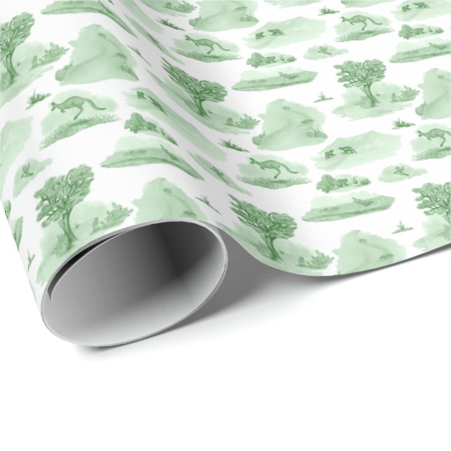 Papel De Presente Australian Animal Toile (Green) (Ponta do rolo)
