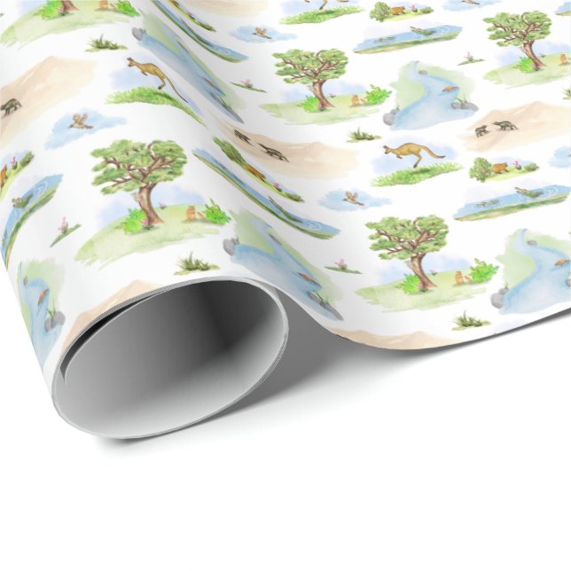 Papel De Presente Australian Animal Toile (Original) Wrapping Paper (Ponta do rolo)