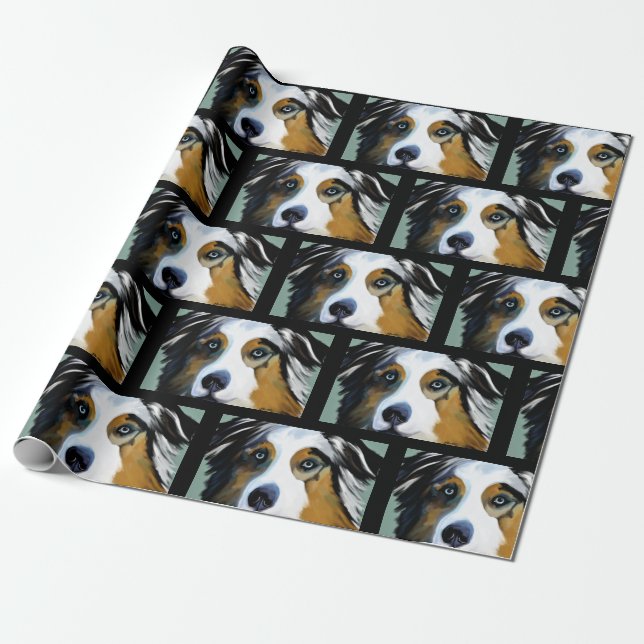 PAPEL DE PRESENTE AUSTRALIAN SHEPHERD (Desenrolado)