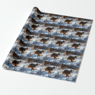 Papel De Presente Australian Shepherd Deixe Nevar Natal