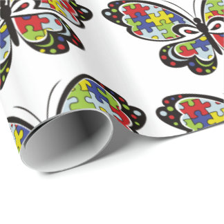 Papel De Presente Autism Awareness Butterfly