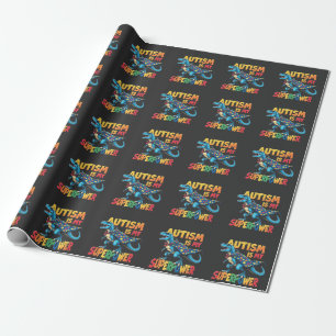 Papel De Presente Autismo É Meu Superpoder Dinossauro Autismo Consci