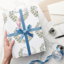 Papel De Presente Autocollant thank you floral