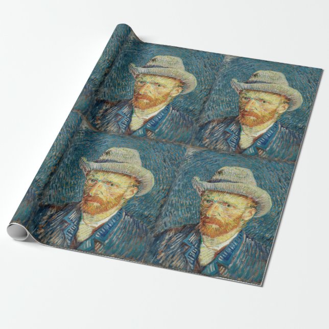 Papel De Presente Autorretrato de Vincent Van Gogh com Chapéu de Fel (Desenrolado)