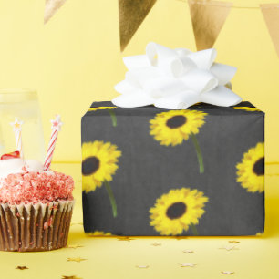 Papel De Presente Autumn Brie Sunflower Party Black