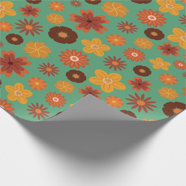 Papel De Presente Autumn Cozy Blooms Caiu Inteiros (Ponta)