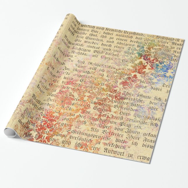 Papel De Presente Autumn damask Ephemera (Desenrolado)