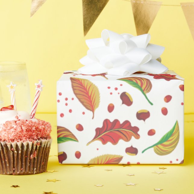 Papel De Presente Autumn Deixa Loucos Castanha Padrão Elegante Queda (Festa de aniversário)