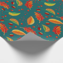 Papel De Presente Autumn Deixa Loucos Castanha Padrão Elegante Queda
