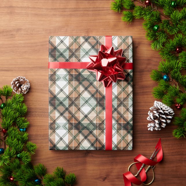 Papel De Presente Autumn Earth Plaid (Presente de Natal)