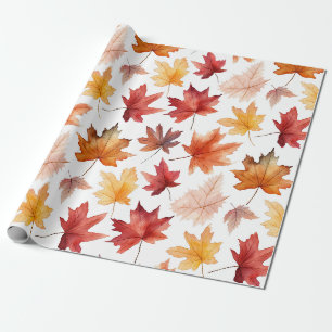 Papel De Presente Autumn Fall Deixa Terracotta Brown Boho Padrão