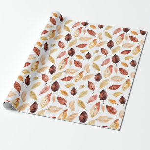 Papel De Presente Autumn Fall Deixa Terracotta Brown Boho Padrão