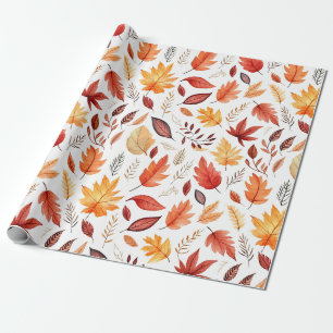 Papel De Presente Autumn Fall Deixa Terracotta Brown Boho Padrão
