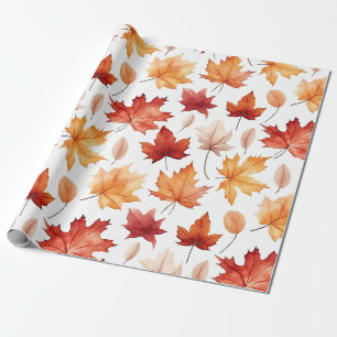 Papel De Presente Autumn Fall Deixa Terracotta Brown Boho Padrão