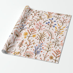 Papel De Presente Autumn Floral Sem Olhos. Plantas de rabo, Bra