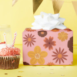 Papel De Presente Autumn Flowers Sanguíneos Pinky Queda Aniversários