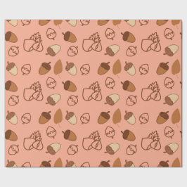 Papel De Presente Autumn Hazelnut and Leaf Seamless Wrappaper