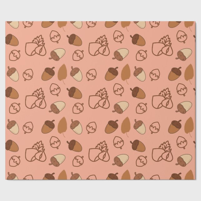 Papel De Presente Autumn Hazelnut and Leaf Seamless Wrappaper (Barra)