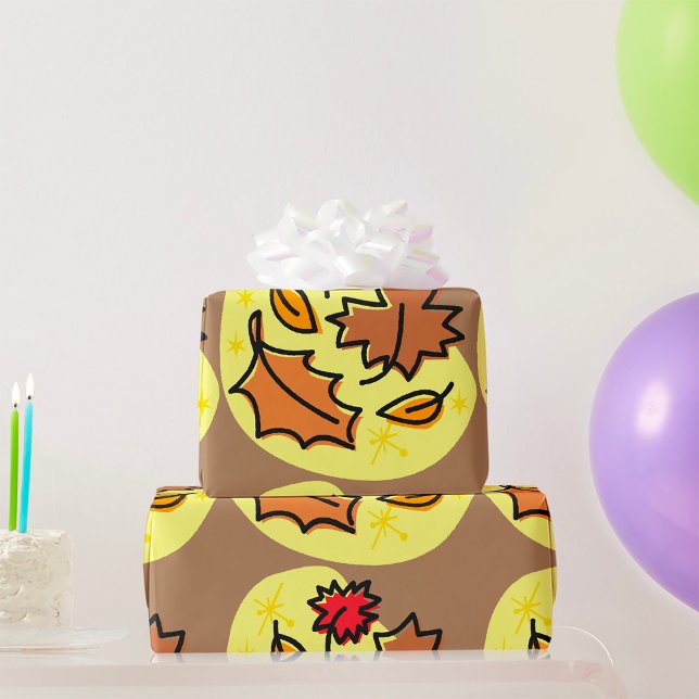 Papel De Presente Autumn Leaves Caem Coloridos Arte Sazonal Folha (Criador carregado)