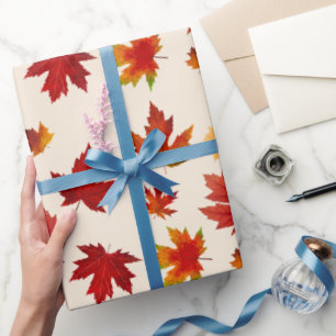 Papel De Presente Autumn Maple deixa presentes no Dia de Ação de Gra