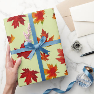 Papel De Presente Autumn Maple deixa presentes no Dia de Ação de Gra