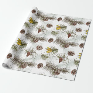 Papel De Presente Autumn Pine Cones