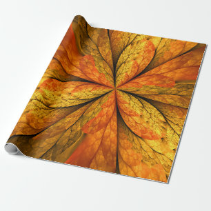 Papel De Presente Autumn Plant, Modern Abstrato Fractal Art Leaf