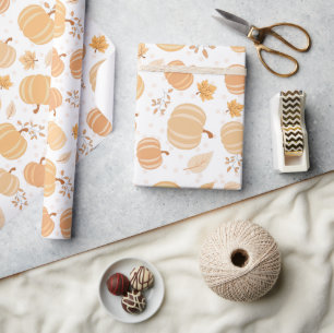Papel De Presente Autumn Pumpkin e Folha de Folha