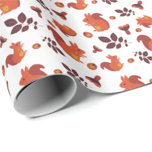 Papel De Presente Autumn Squirrel Acorn