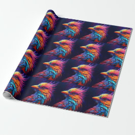 Papel De Presente Ave Tropical Colorida